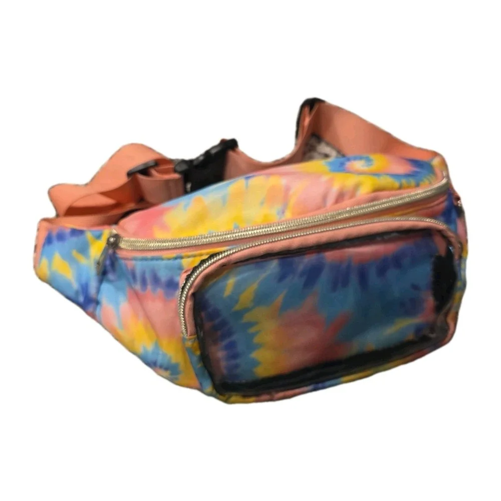 Fanny Pack Tie Dye, Retro, Vintage, Fully Adjustable Belt Clear Phone Window